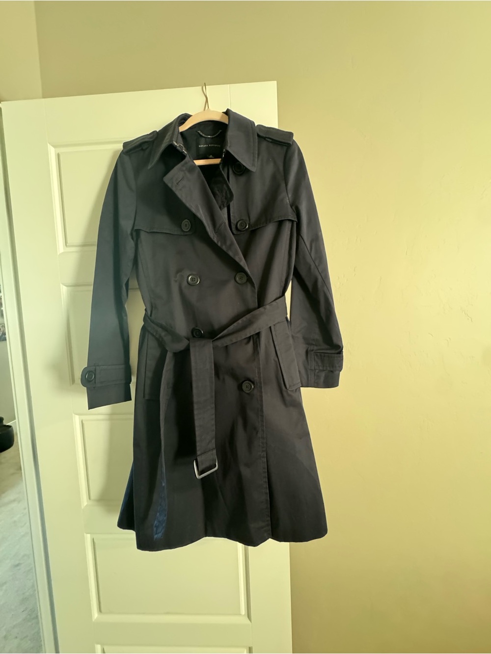 Banana Republic Navy Double-Breasted Trench Coat with Belt